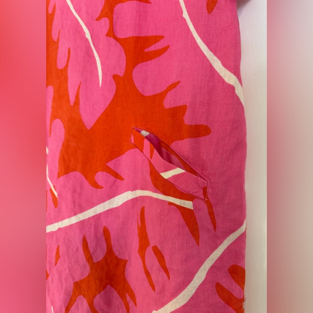 Trovata Red and Pink Leaf Print Dress - Picture 4 of 5